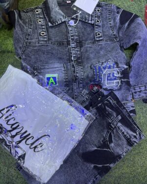 Children 3-in-1 Denim Outfit Set – Jacket, Jeans & T-Shirt (Blue)